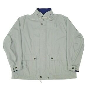 Vtg‎ London Fog Towne Lightweight Jacket Mens Large Beige Full Zip Hood Utility